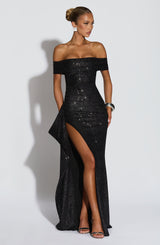 Fioreclo Jocelyn Maxi Dress in Black Sparkle