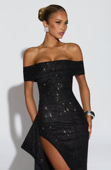 Fioreclo Jocelyn Maxi Dress in Black Sparkle