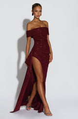 Fioreclo Jocelyn Maxi Dress in Wine Sparkle