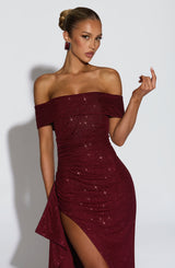 Fioreclo Jocelyn Maxi Dress in Wine Sparkle