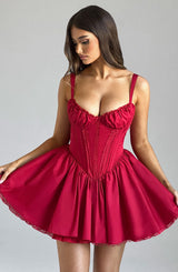 Fioreclo Josette Mini Dress in Red