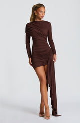Fioreclo Jovina Mini Dress in Plum Brown
