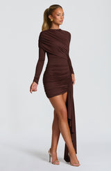 Fioreclo Jovina Mini Dress in Plum Brown