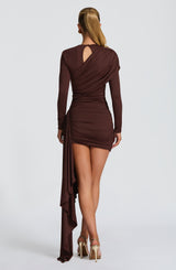 Fioreclo Jovina Mini Dress in Plum Brown