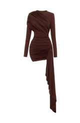 Fioreclo Jovina Mini Dress in Plum Brown