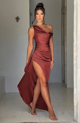Fioreclo Julietta Maxi Dress in Rust