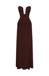 Fioreclo Junelle Maxi Dress in Plum Brown