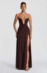 Fioreclo Junelle Maxi Dress in Plum Brown