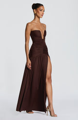 Fioreclo Junelle Maxi Dress in Plum Brown