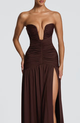 Fioreclo Junelle Maxi Dress in Plum Brown