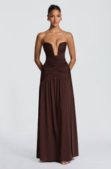Fioreclo Junelle Maxi Dress in Plum Brown