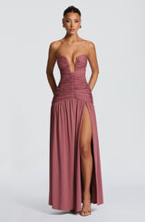 Fioreclo Junelle Maxi Dress in Rose Brown