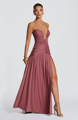 Fioreclo Junelle Maxi Dress in Rose Brown