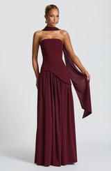 Fioreclo Maliyana Maxi Dress in Cherry Lacquer