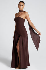 Fioreclo Maliyana Maxi Dress in Plum Brown