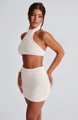 Fioreclo Margaux Halter Top in Ivory