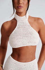 Fioreclo Margaux Halter Top in Ivory