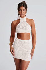 Fioreclo Margaux Halter Top in Ivory
