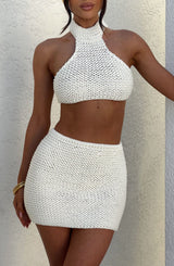 Fioreclo Margaux Mini Skirt in Ivory
