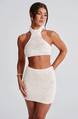 Fioreclo Margaux Mini Skirt in Ivory