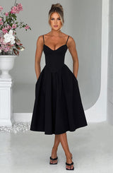 Fioreclo Mariella Midi Dress in Black