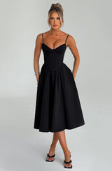 Fioreclo Mariella Midi Dress in Black