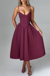 Fioreclo Mariella Midi Dress in Cherry Lacquer