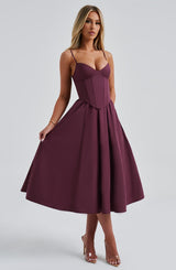 Fioreclo Mariella Midi Dress in Cherry Lacquer
