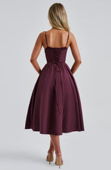 Fioreclo Mariella Midi Dress in Cherry Lacquer