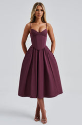 Fioreclo Mariella Midi Dress in Cherry Lacquer