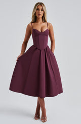 Fioreclo Mariella Midi Dress in Cherry Lacquer