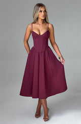Fioreclo Mariella Midi Dress in Cherry Lacquer