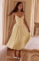Fioreclo Mariella Midi Dress in Lemon