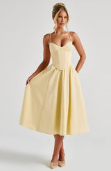 Fioreclo Mariella Midi Dress in Lemon