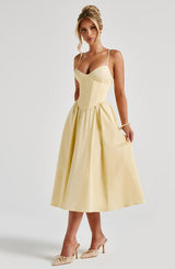 Fioreclo Mariella Midi Dress in Lemon