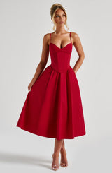 Fioreclo Mariella Midi Dress in Red