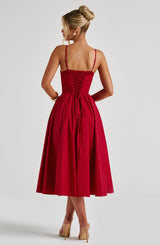 Fioreclo Mariella Midi Dress in Red