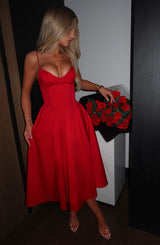 Fioreclo Mariella Midi Dress in Red