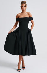 Fioreclo Marinda Midi Dress in Black