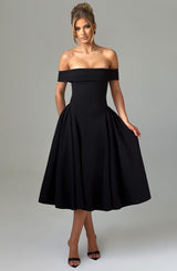 Fioreclo Marinda Midi Dress in Black