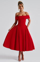 Fioreclo Marinda Midi Dress in Red