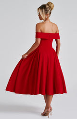 Fioreclo Marinda Midi Dress in Red