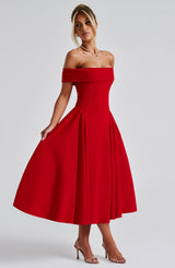 Fioreclo Marinda Midi Dress in Red