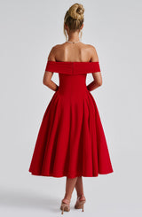 Fioreclo Marinda Midi Dress in Red