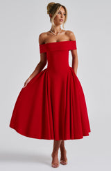Fioreclo Marinda Midi Dress in Red
