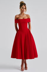 Fioreclo Marinda Midi Dress in Red