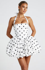 Fioreclo Marisia Mini Dress in Black Polka Dot