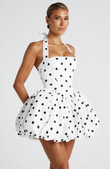 Fioreclo Marisia Mini Dress in Black Polka Dot