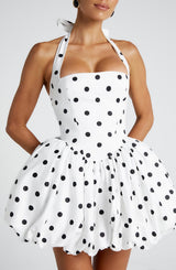 Fioreclo Marisia Mini Dress in Black Polka Dot