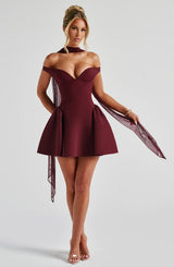 Fioreclo Marlie Mini Dress in Cherry Lacquer